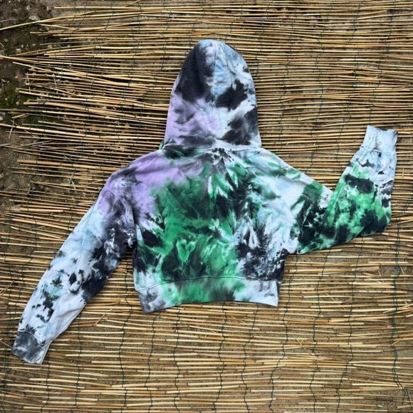 Pink Floyd 1973 Tie Dye Cropped Pullover Hoodie Graphic Sweatshirt Small - Picture 8 of 8